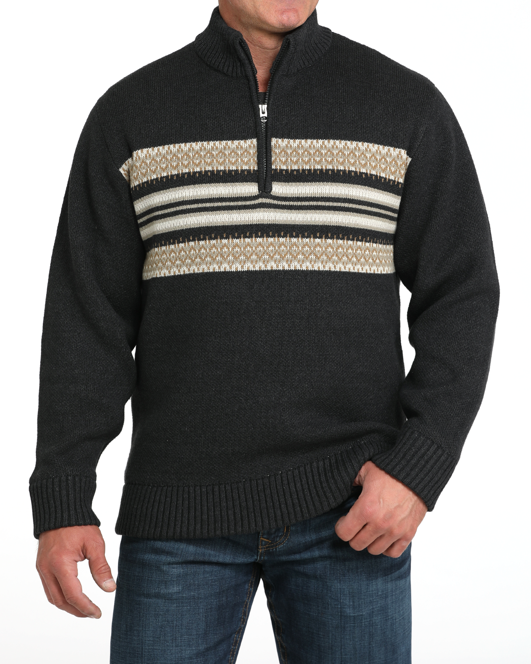 MENS 1/4 ZIP SWEATER OW25-GRAY