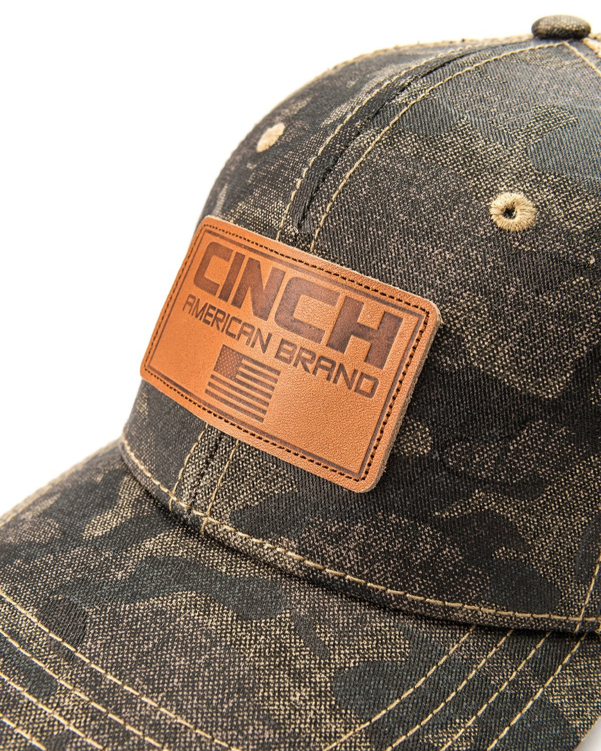 Men's Trucker Cap Camo with Leather Patch Logo