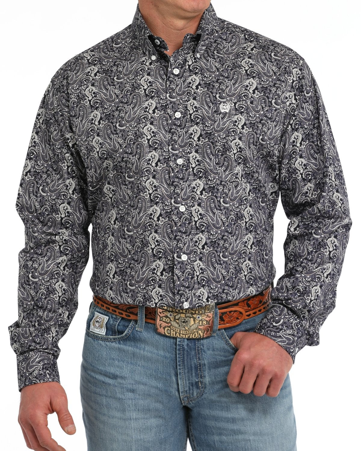 Men's Paisley Button-Down Western Shirt - Multi