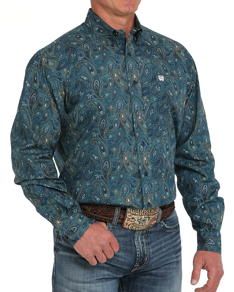 Men's Paisley Classic Fit Button-Down Western Shirt