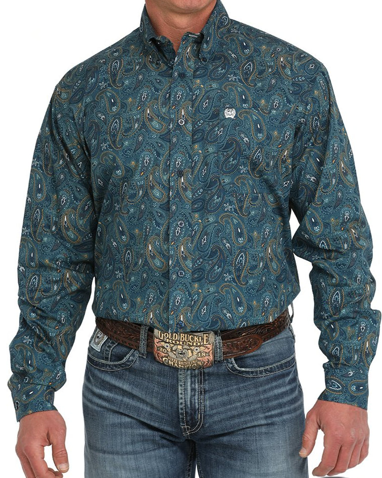 Men's Paisley Classic Fit Button-Down Western Shirt