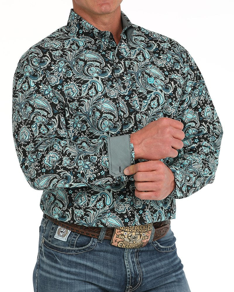 Men's Paisley Classic Fit Button-Down Western Shirt