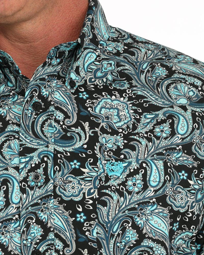 Men's Paisley Classic Fit Button-Down Western Shirt