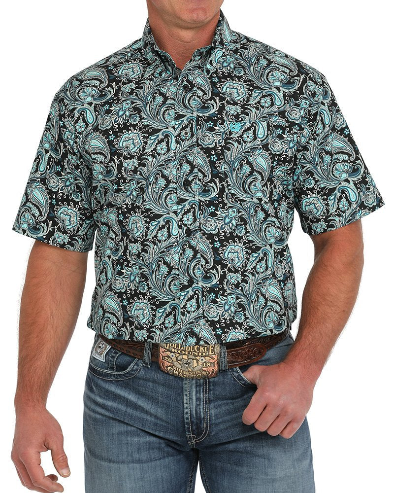 Men's Paisley Classic Fit Button-Down Western Shirt